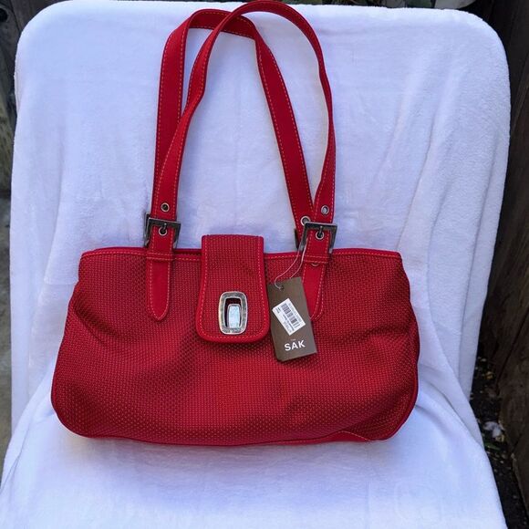 Vintage THE SAK crochet Shoulder Bag Red - Picture 1 of 11